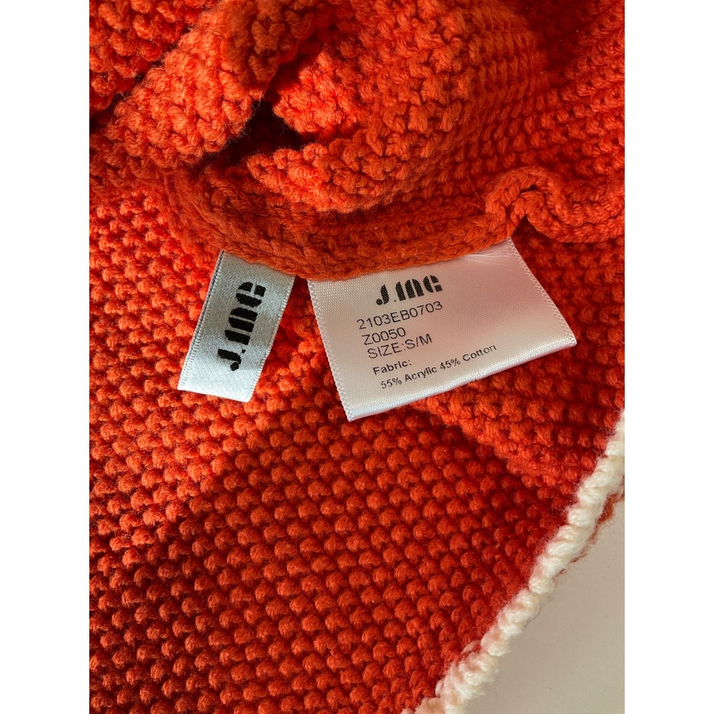 Orange Textured Knit Cropped Cardigan Sweater Pearl‎ Buttons Cottagecore Preppy - Picture 5 of 6